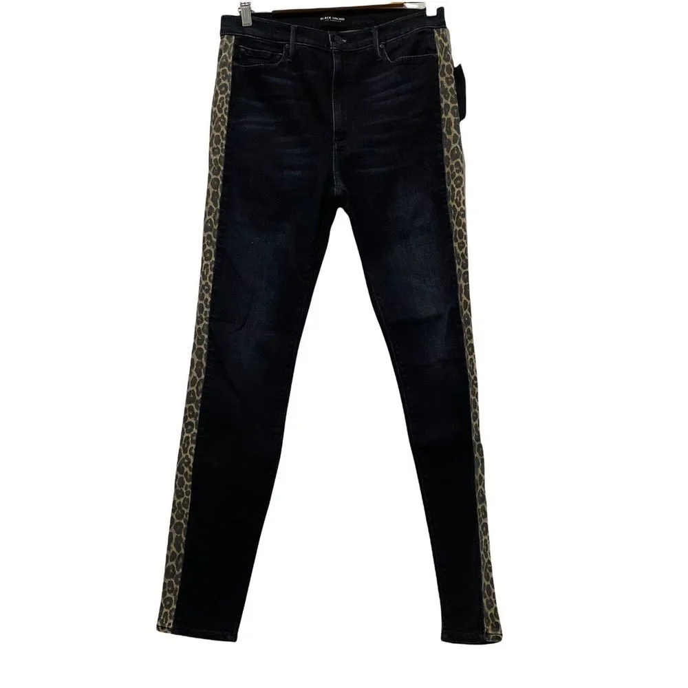 Black Orchid Gisele High Rise Super Skinny Jeans Side Stripes in Raven 27 $198